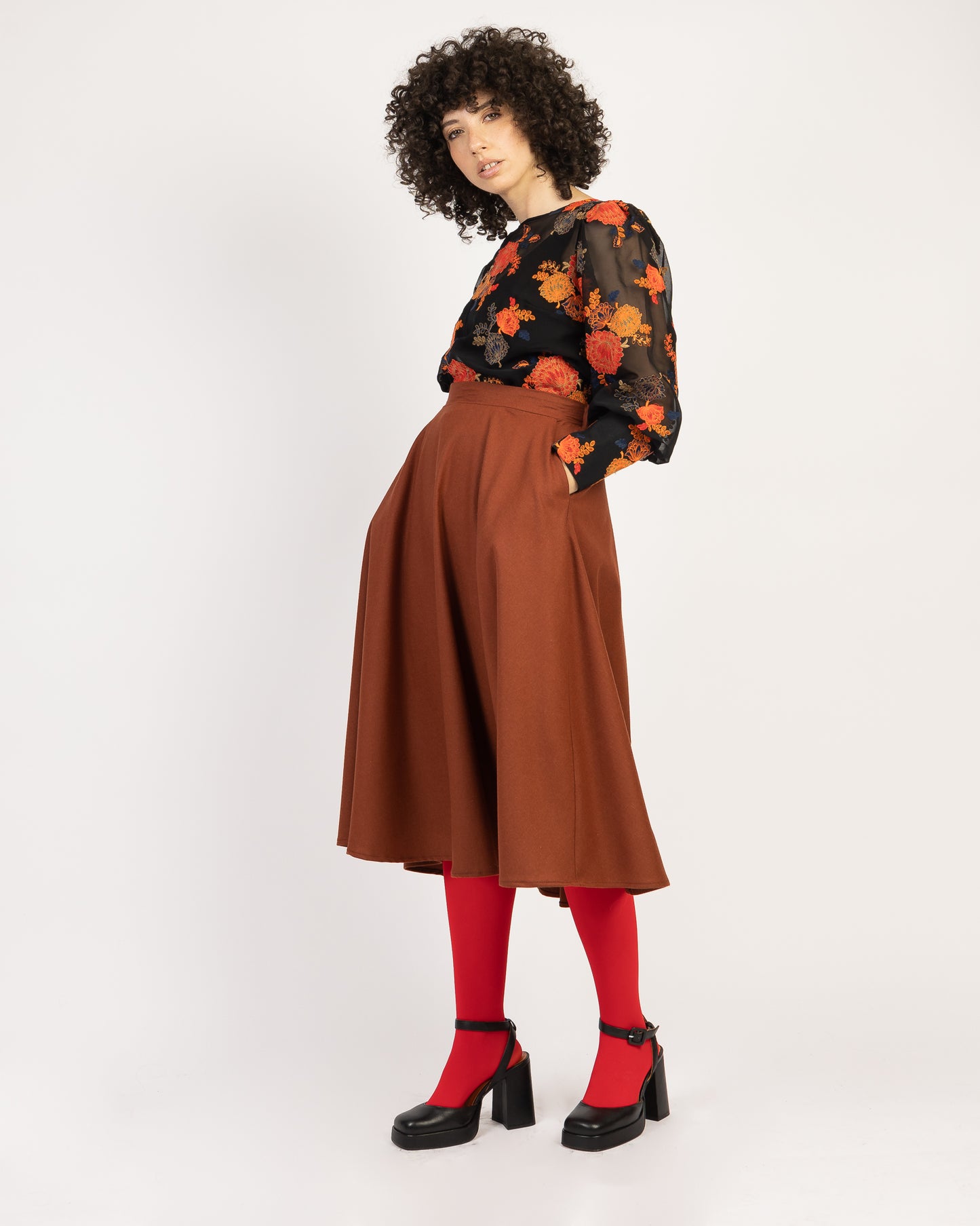 Mood Swing | Bell-Sleeved Blouse Flower Embroidery