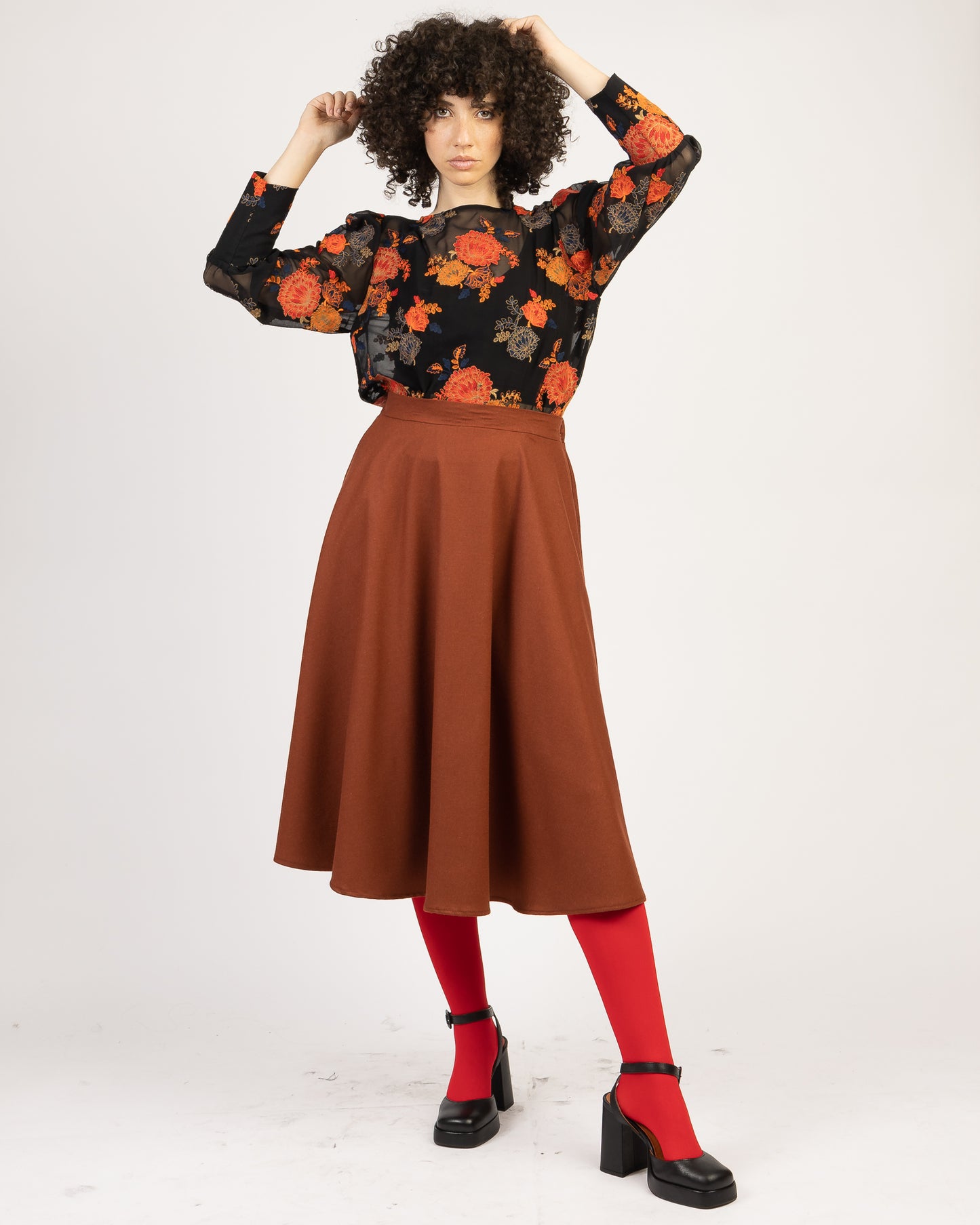 Mood Swing | Bell-Sleeved Blouse Flower Embroidery