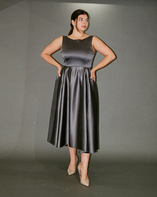 Honeycomb | Midi Satin Cocktail Dress
