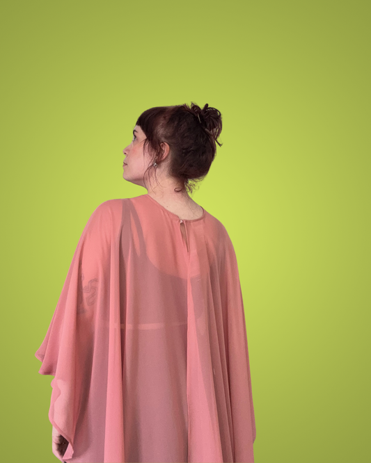 Belladona| Boatneck Cape pink chiffon