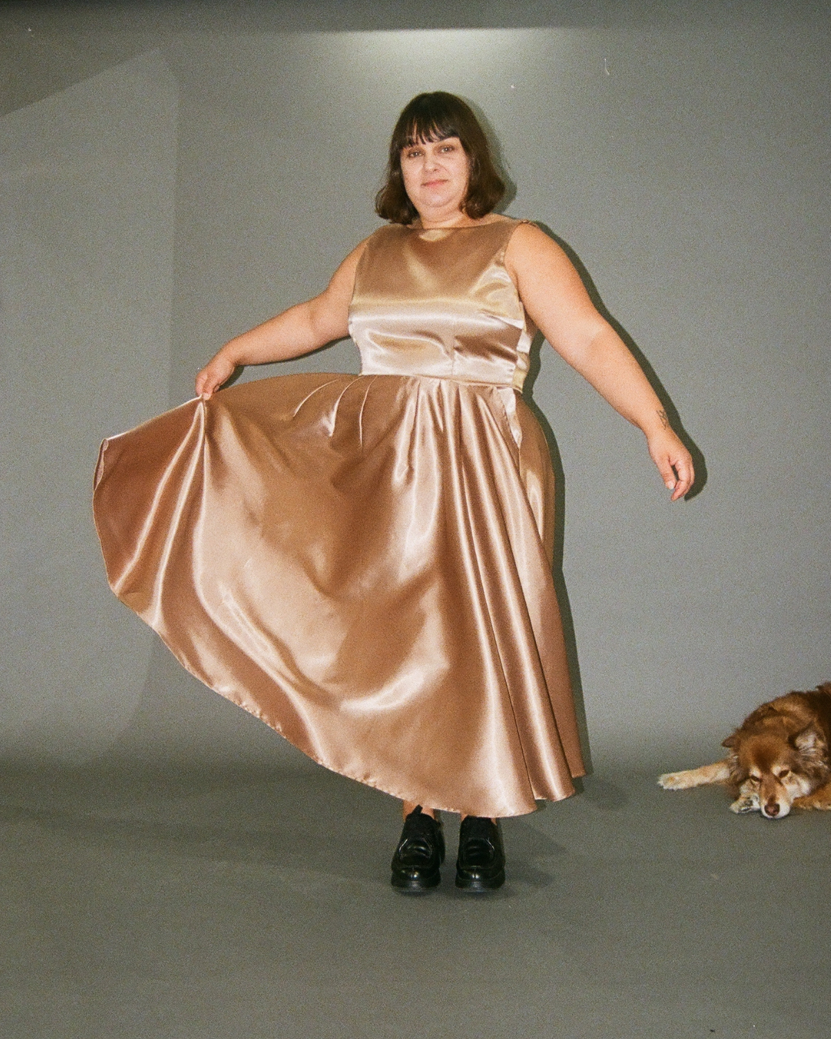 Honeycomb | Midi Satin Cocktail Dress