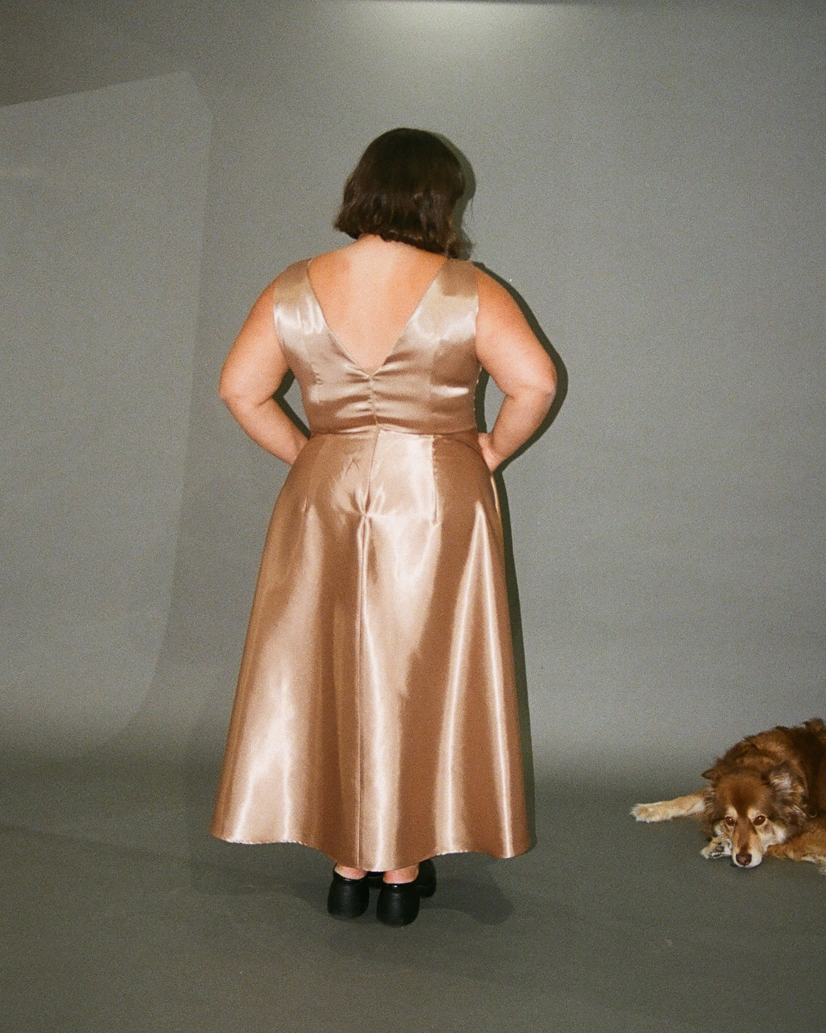 Honeycomb | Midi Satin Cocktail Dress