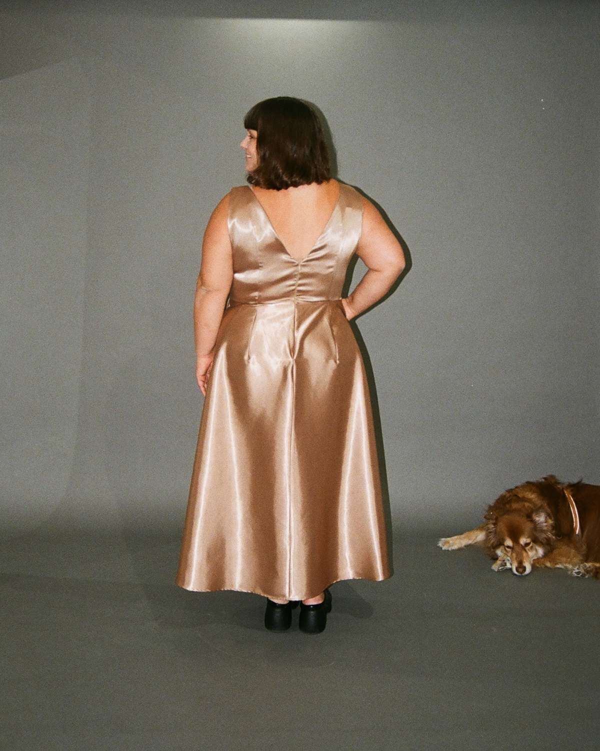 Honeycomb | Midi Satin Cocktail Dress