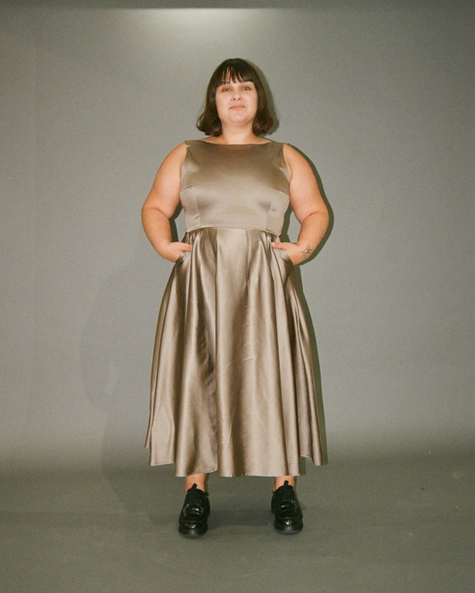 Honeycomb | Midi Satin Cocktail Dress