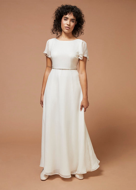 oiseau chanteur | Robe de mariée en soie scintillante