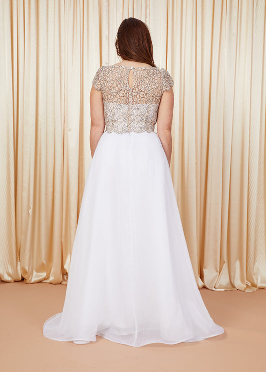 Roses | Top de mariée en dentelle à col en V | Rose poudré