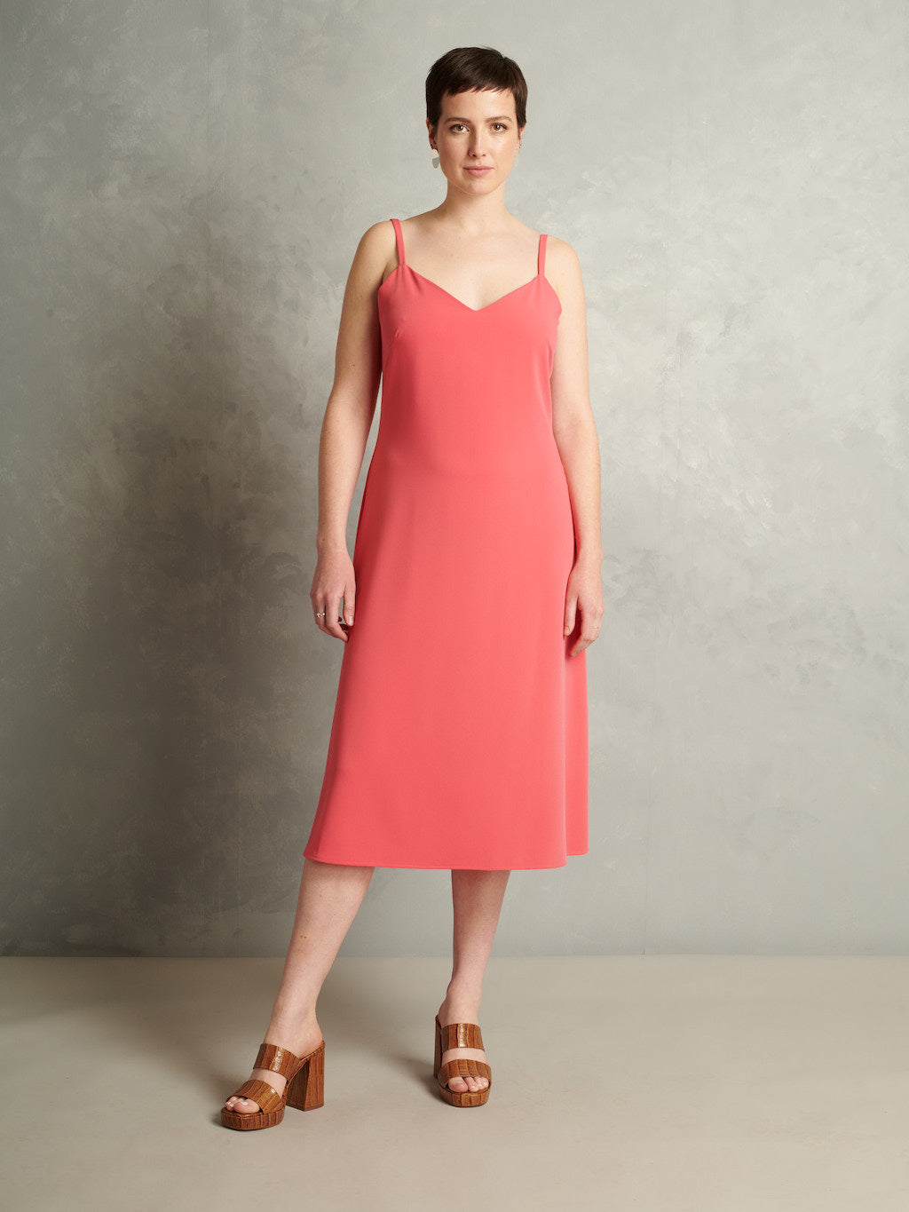 Just a Girl Midi Slip Dress Coral