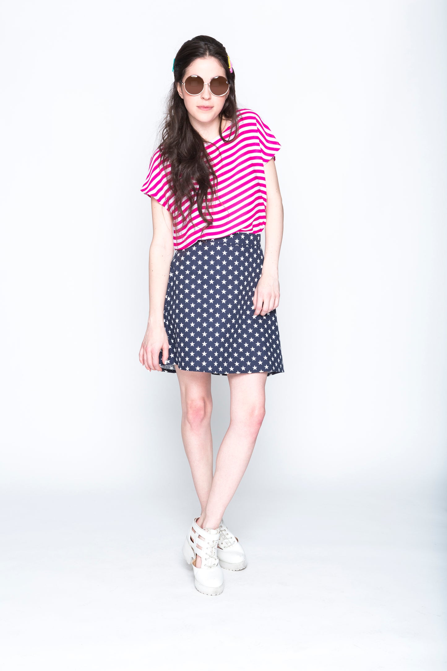 Space Oddity | High-Waisted A-Line Skirt | Orange