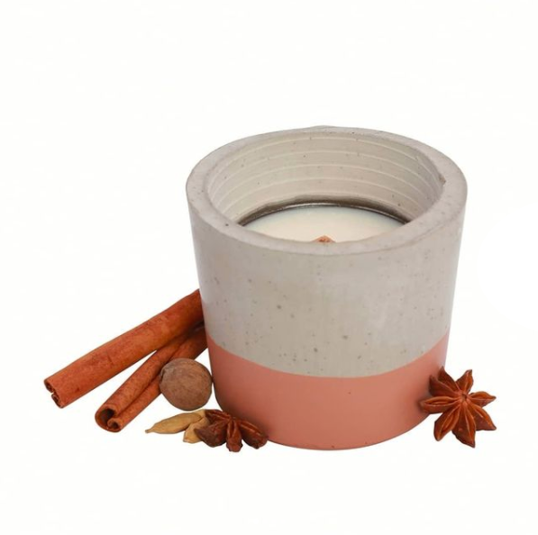 Chandelle & pot de béton | Pain d'épices