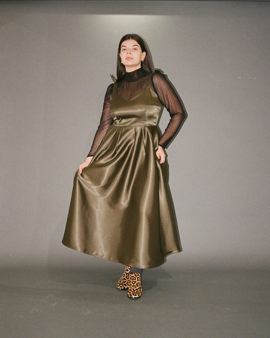 Fantastic Voyage | Tea Length Satin Dress