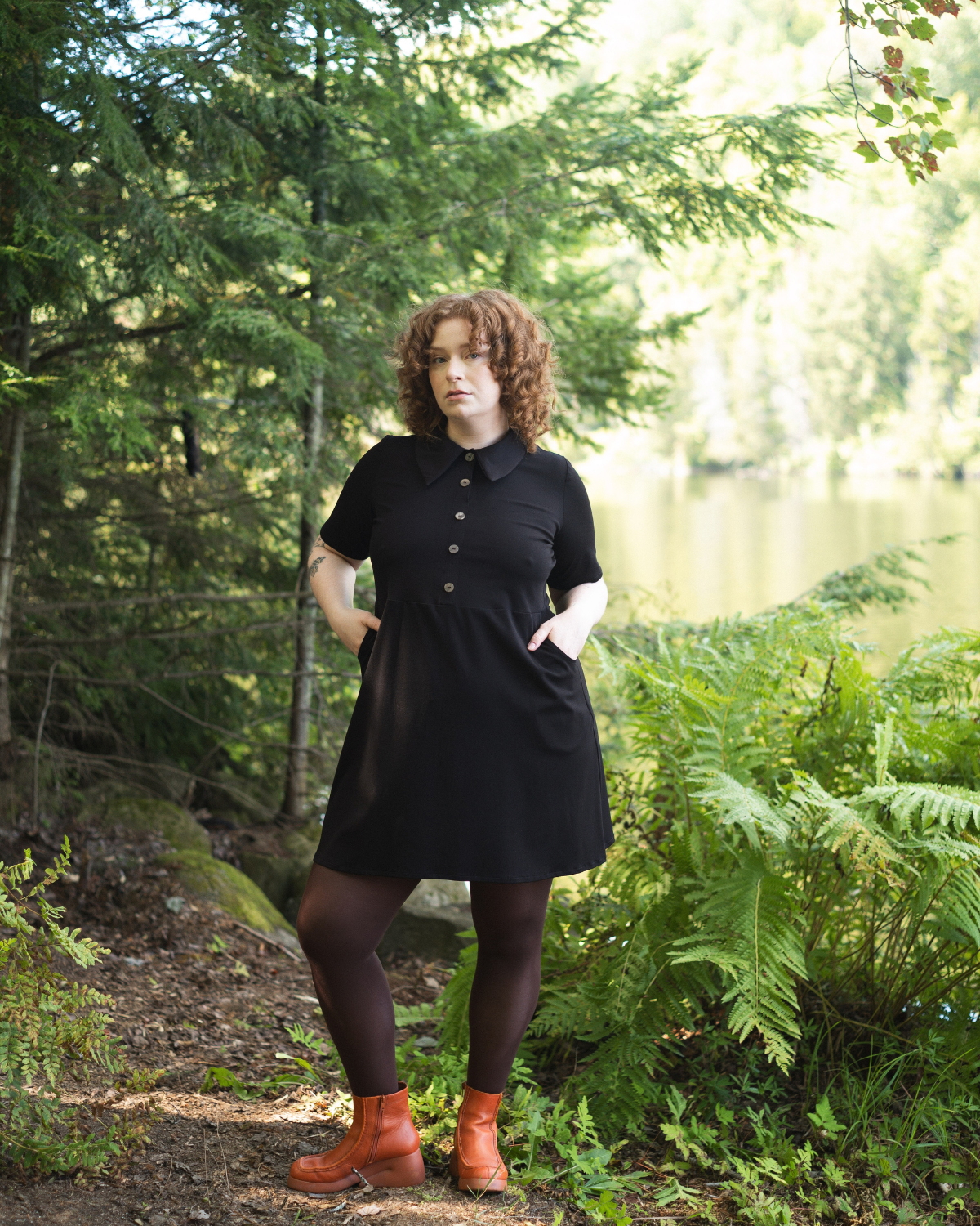 Parklife | Robe-chemise en tricot à col | Noir