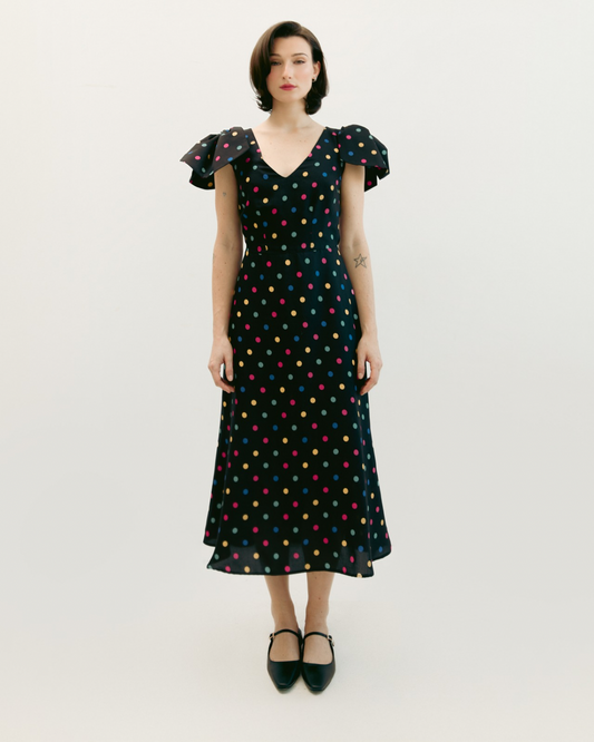 Gigi L’amoroso | V-Neck Midi Dress With Bows