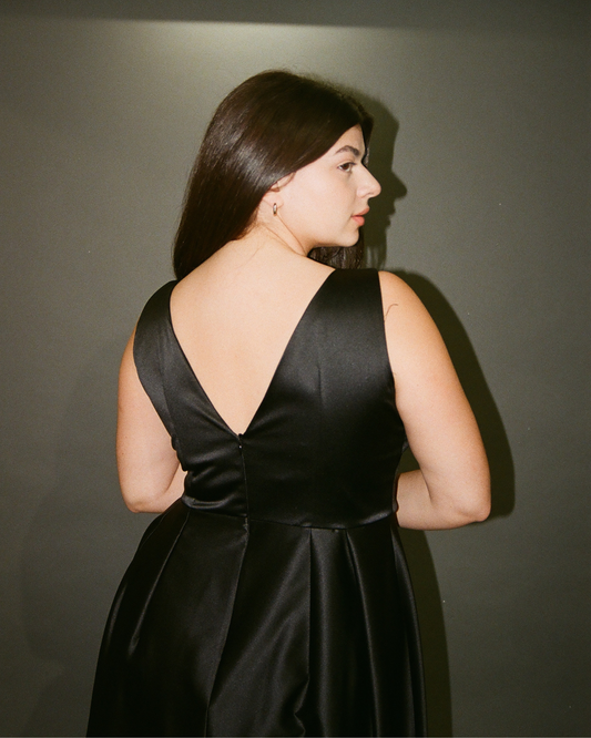 Honeycomb | Robe de cocktail midi en Satin | SUR MESURE | Satin Épais