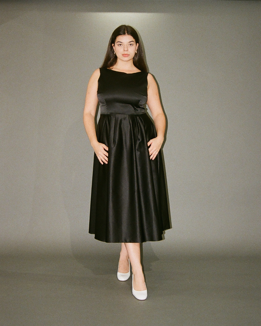 Honeycomb | Robe de cocktail midi en Satin | SUR MESURE | Satin Épais
