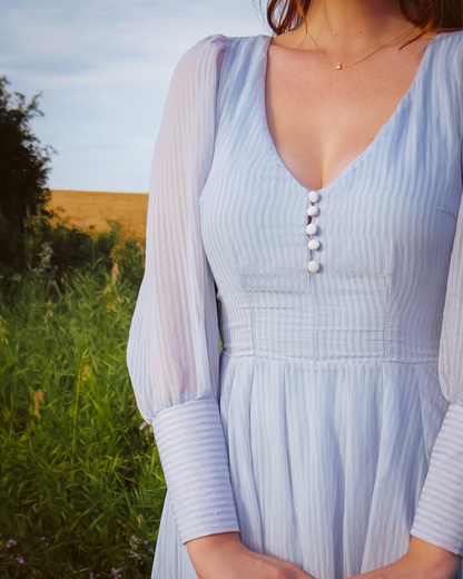 Moondancer | Striped Crepe Gown