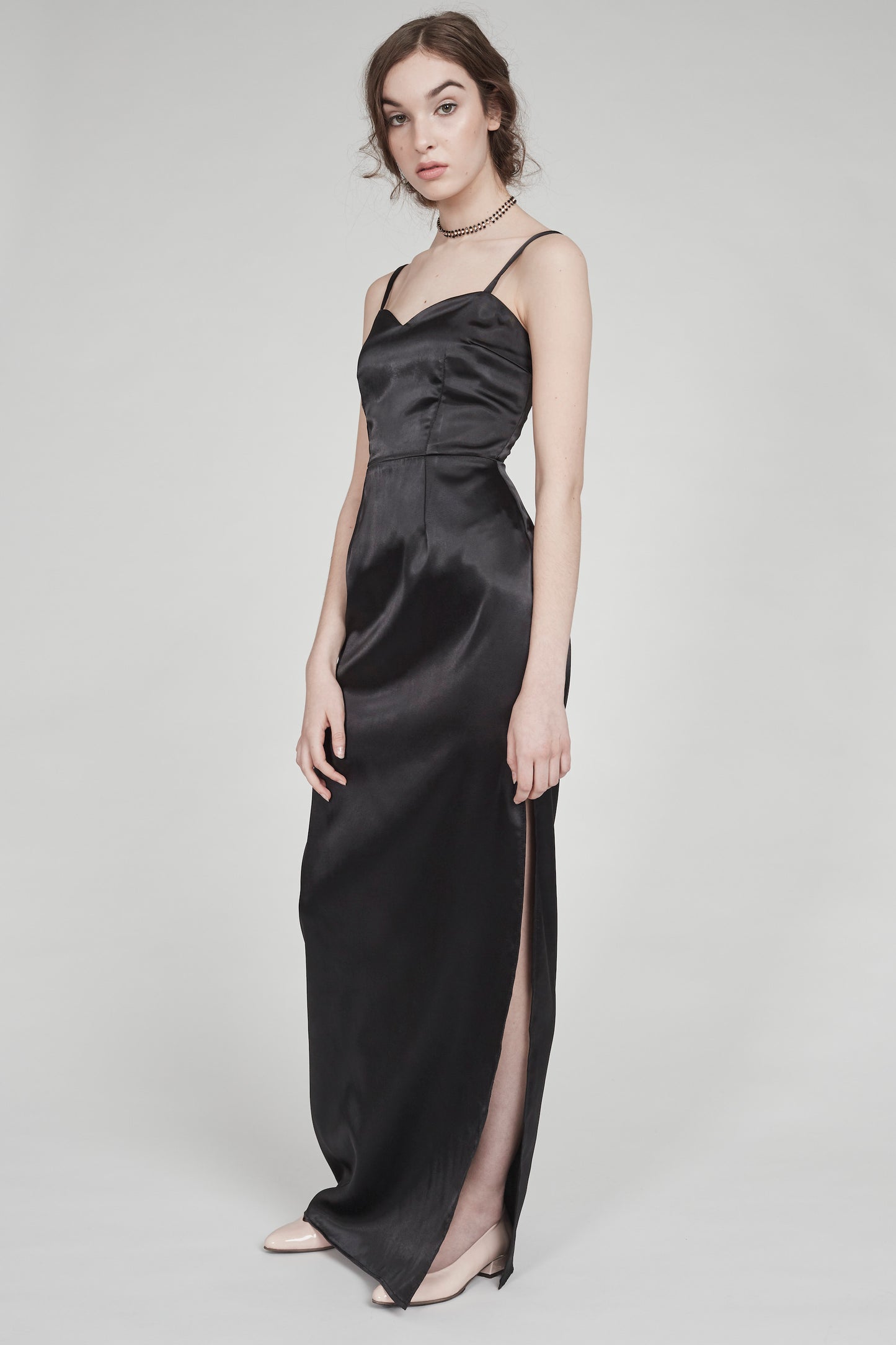 Video Girl | Satin Gown | Black