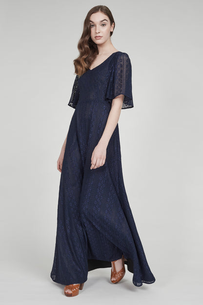 La Mer | Bell-Sleeved Lace Gown | Champagne