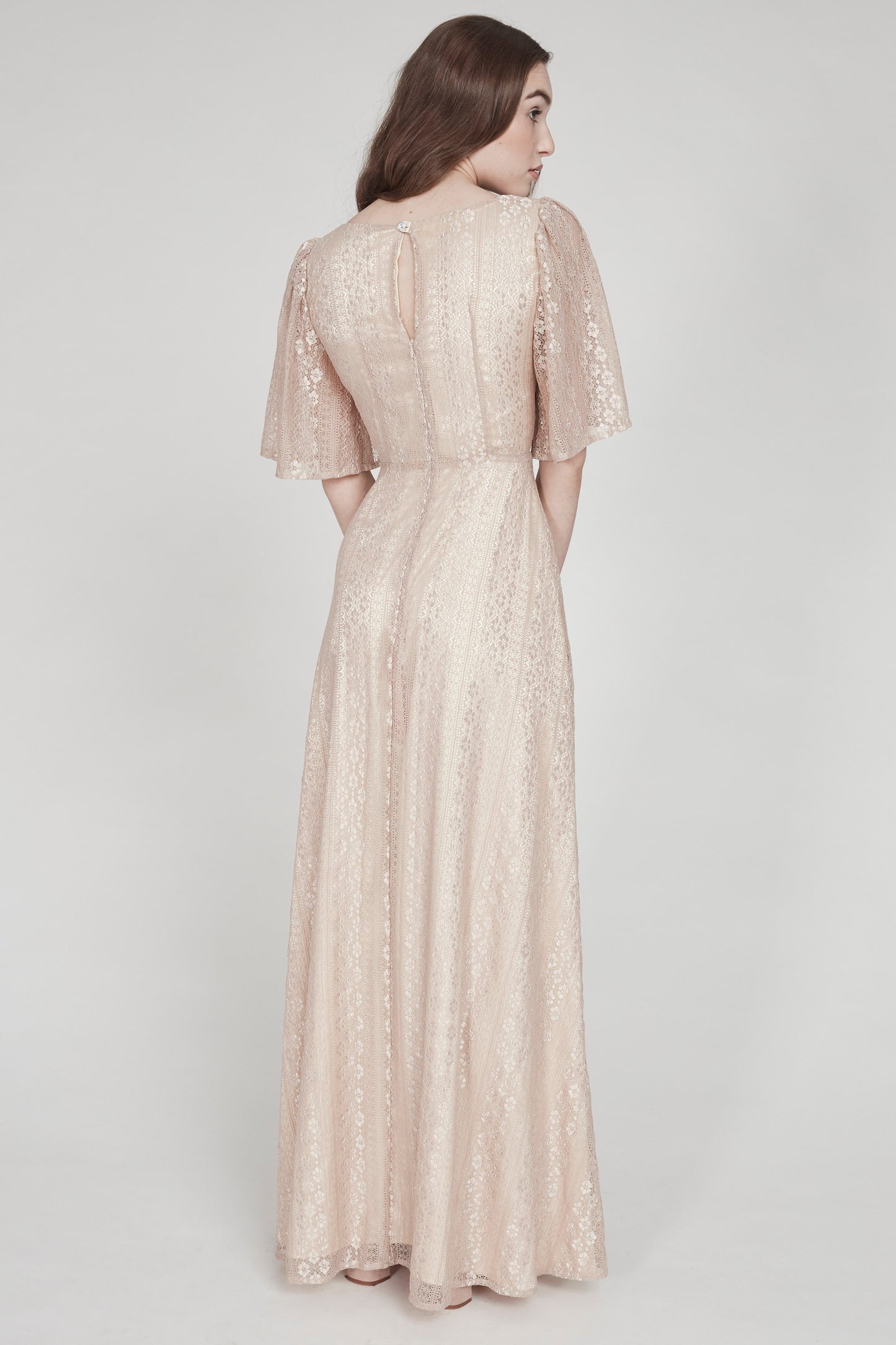 La Mer | Bell-Sleeved Lace Gown | Champagne
