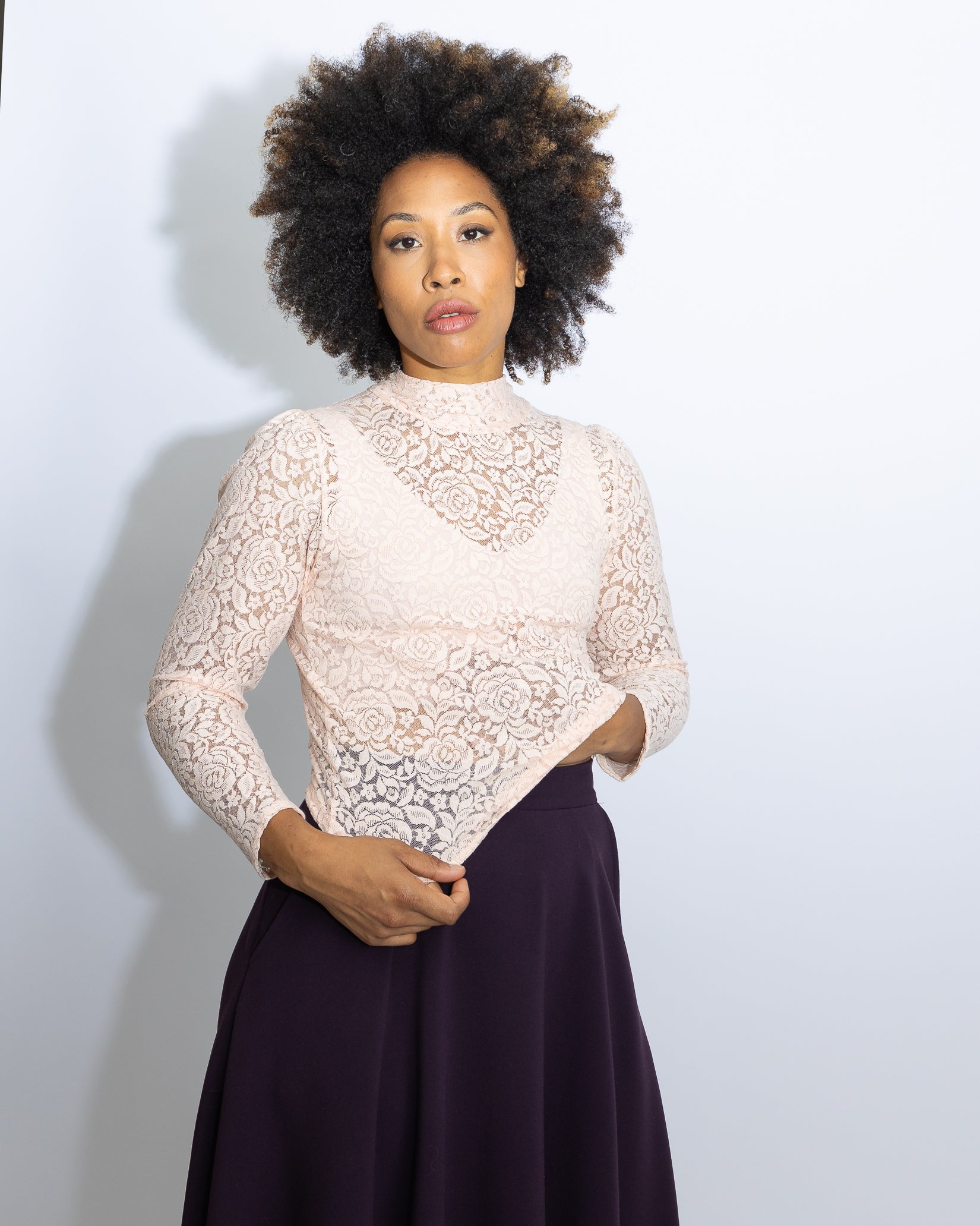 Lace turtleneck outlet blouse