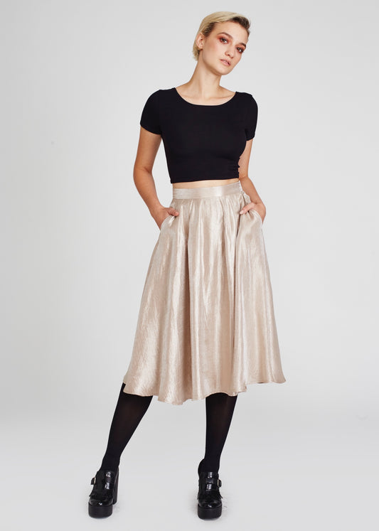 Irresistible | High-Waisted Midi Skirt | Champagne