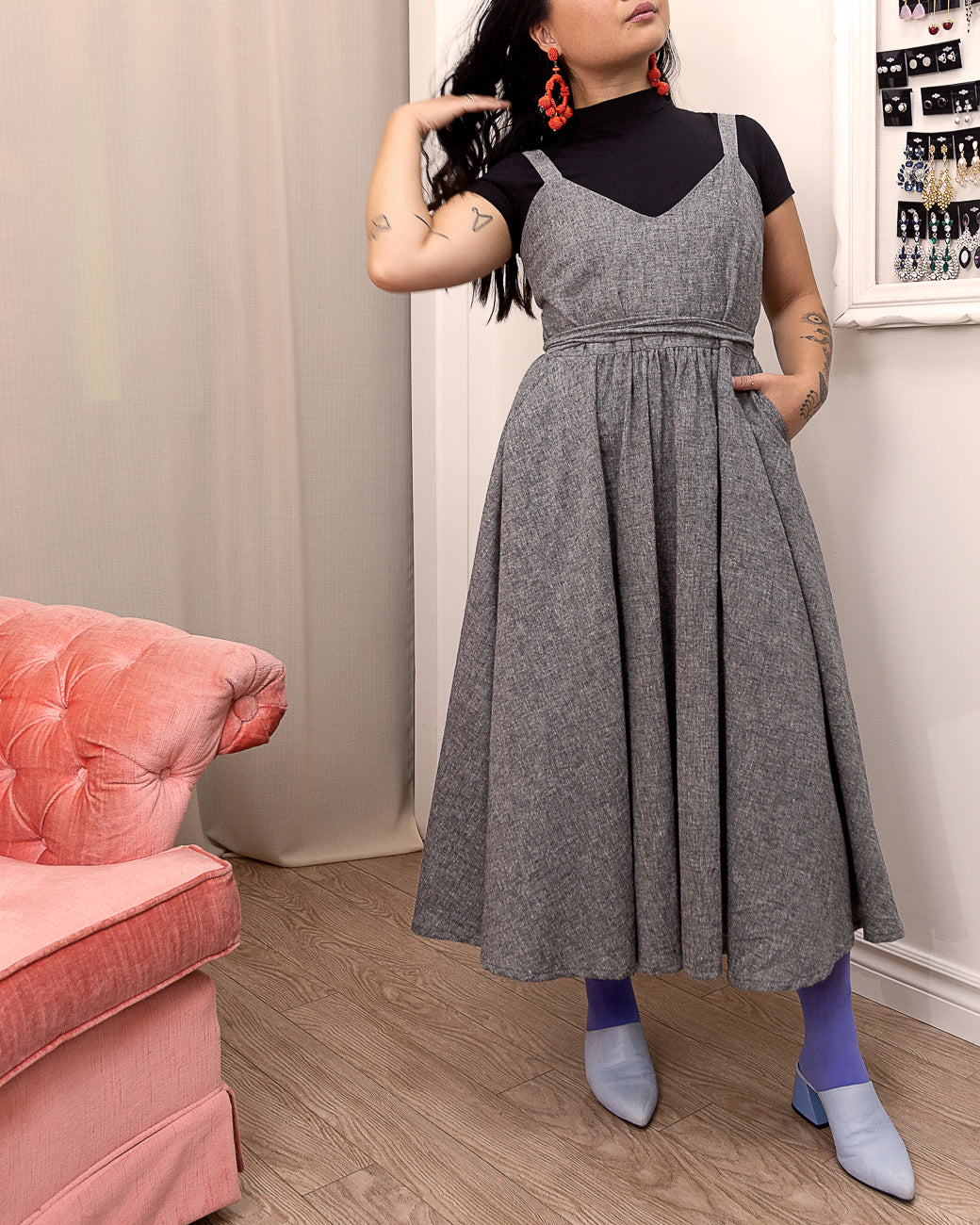 Teen Dream | Robe babydoll midi | Gris